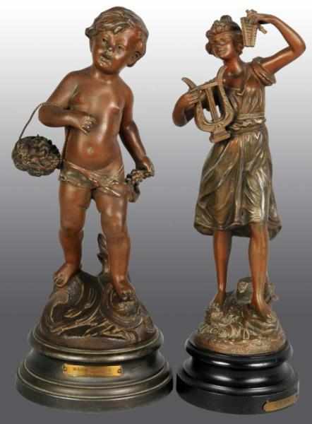 Appraisal: Lot of French Bronze Statues Description One marked Rousseau and