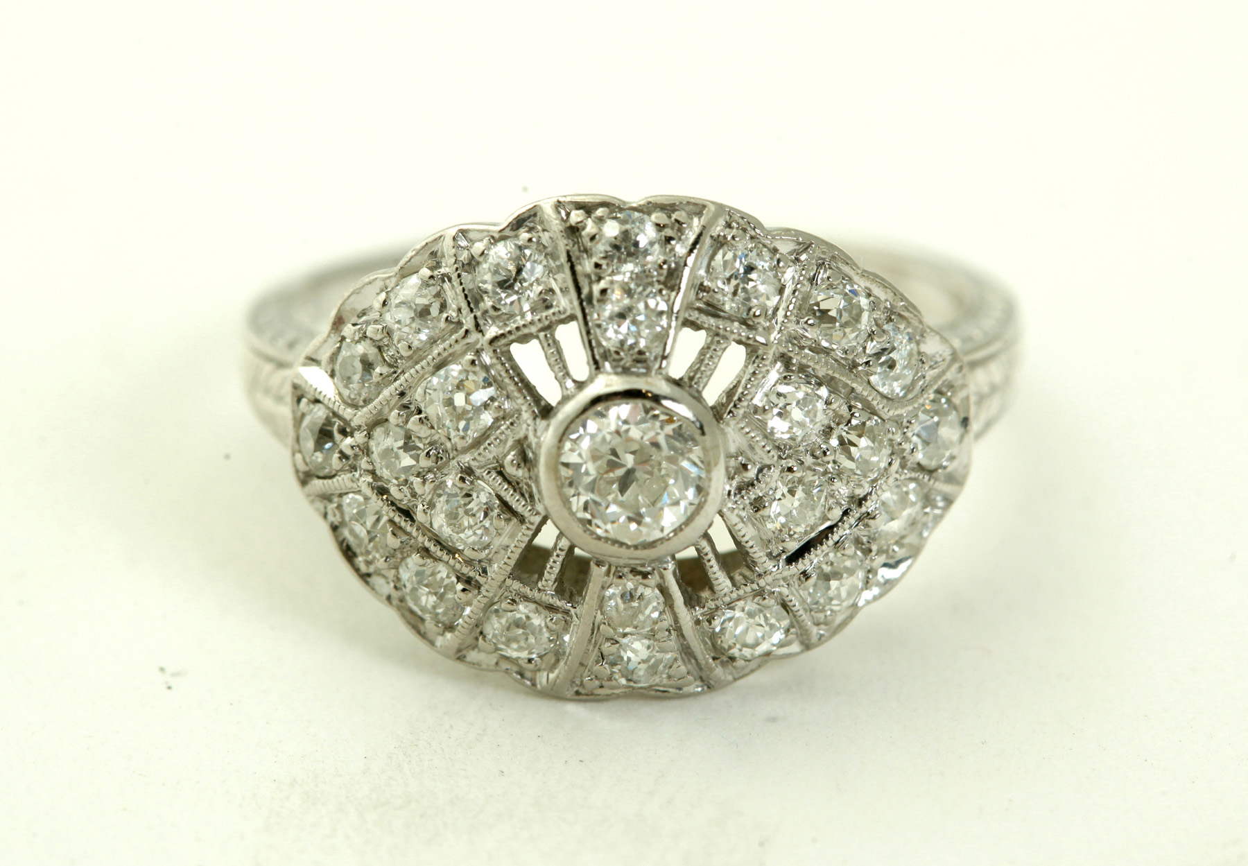 Appraisal: DIAMOND RING American th century Platinum ring with central ct