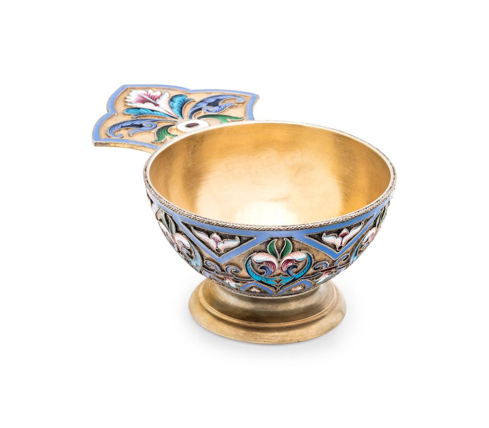 Appraisal: A Russian Silver-Gilt and Shaded Enamel Charka A Russian Silver-Gilt