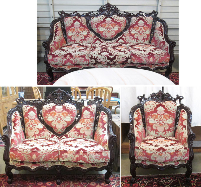 Appraisal: THEE-PIECE LOUIS XV STYLE SEATING FURNITURE SET -seat sofa -seat