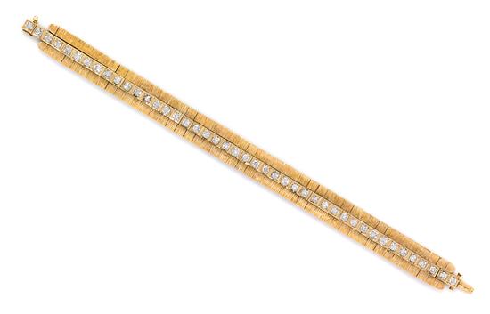 Appraisal: Sale Lot A Karat Yellow Gold and Diamond Bracelet the