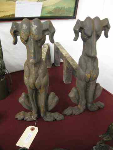 Appraisal: Pair of Cast Iron Figural Dog Andirons '' tall a