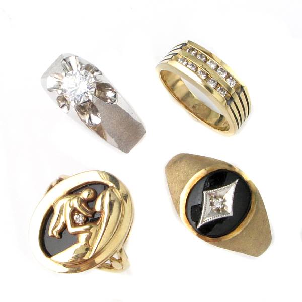 Appraisal: A collection of diamond gem-set and gold rings fifteen gents