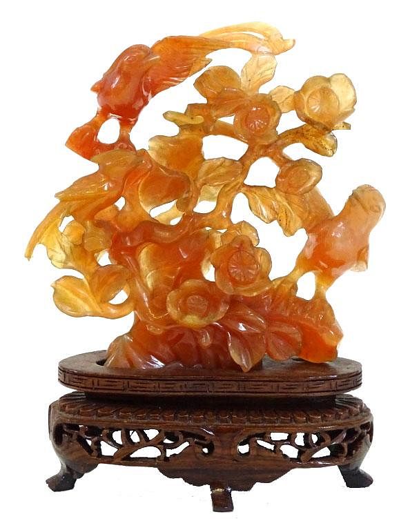 Appraisal: A chinese Hardstone Tree Sculpture A chinese Hardstone Tree Sculpture