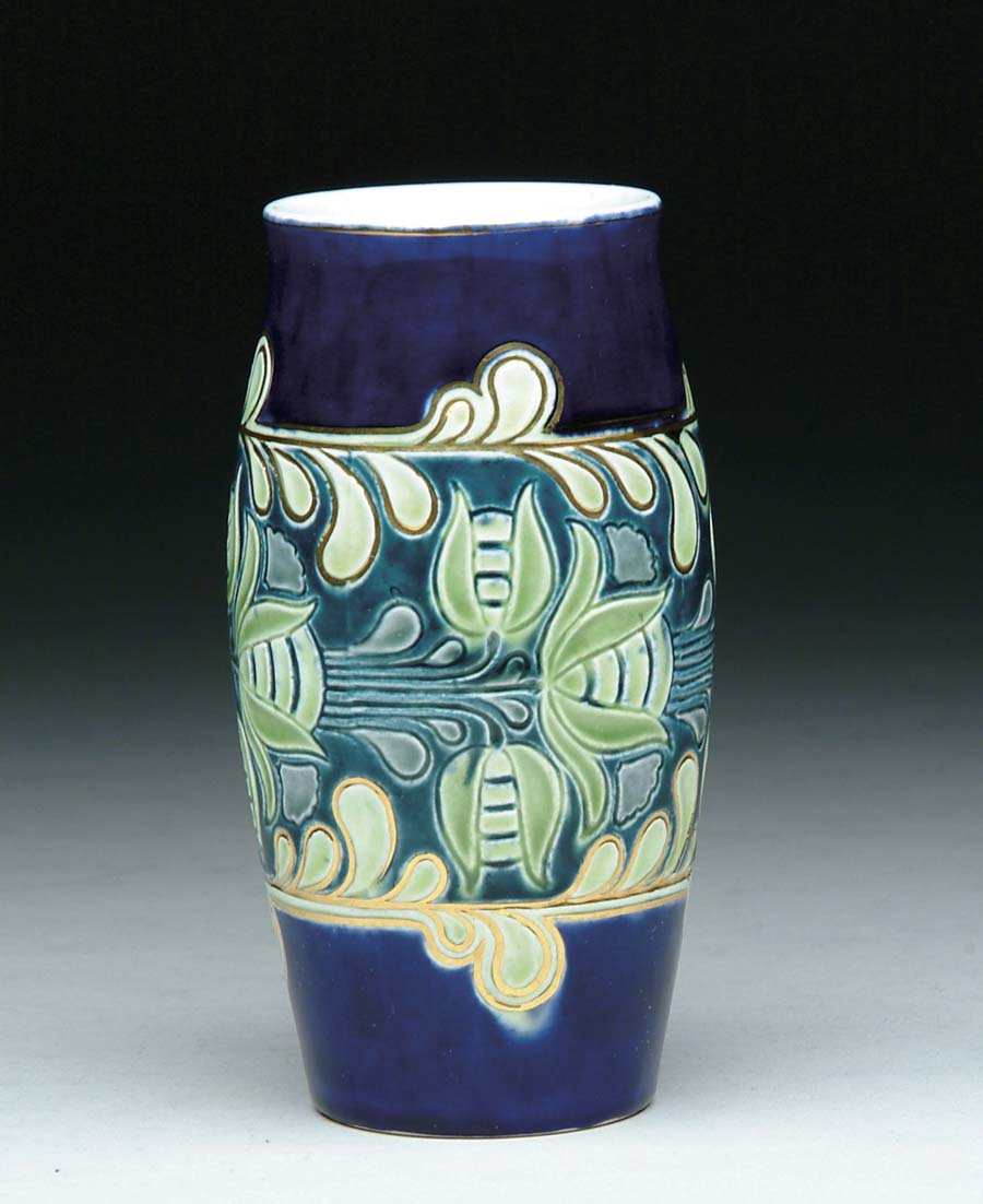 Appraisal: ZSOLNAY DECORATED VASE Beautiful Zsolnay vase has rich cobalt blue