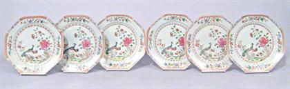 Appraisal: Six Chinese export porcelain octagonal luncheon plates qianlong period Geometric