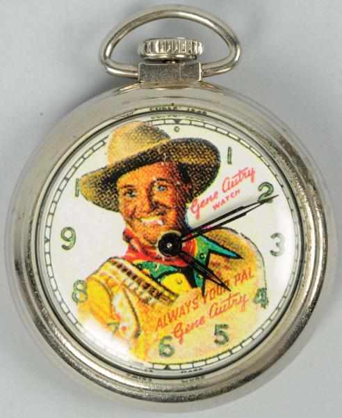 Appraisal: Gene Autry Western Character Pocket Watch Contemporary Working Marked Swiss