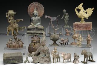 Appraisal: LOT OF VARIOUS ASIAN METAL STATUES AND ACCESSORIES LOT OF