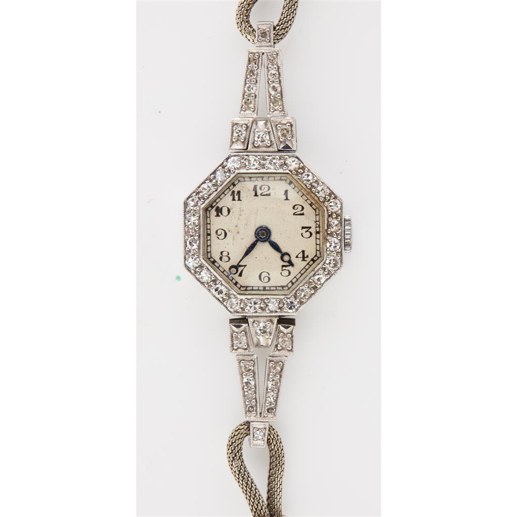 Appraisal: A lady's diamond set cocktail watch the hexagonal face with