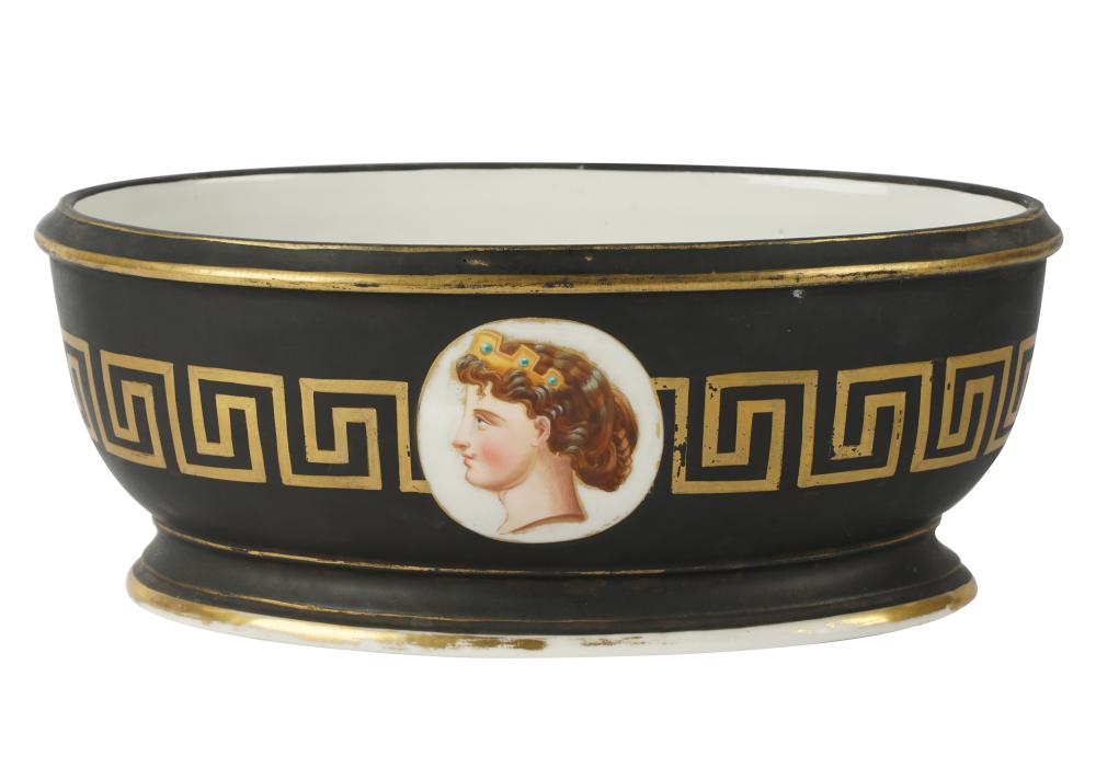 Appraisal: CONTINENTAL NEOCASSICAL PORCELAIN CENTER BOWLunmarked oval painted with a portrait