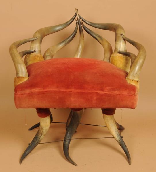 Appraisal: Early Horn Chair Original upholstery Wonderful form Condition Good Size