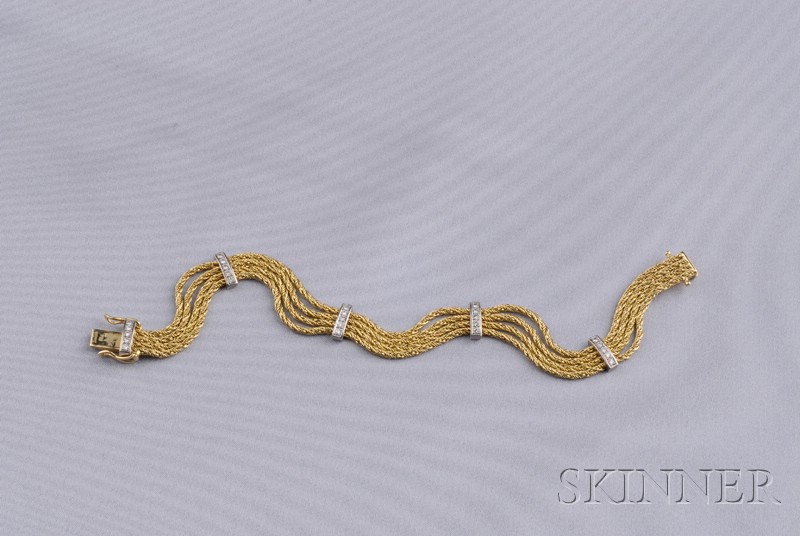 Appraisal: kt Gold and Diamond Bracelet Tiffany Co Germany composed of