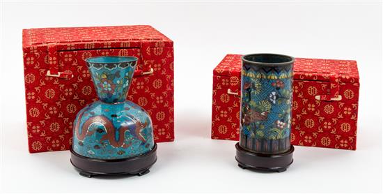 Appraisal: Sale Lot Two Chinese Cloisonne Vessels comprising a brush pot