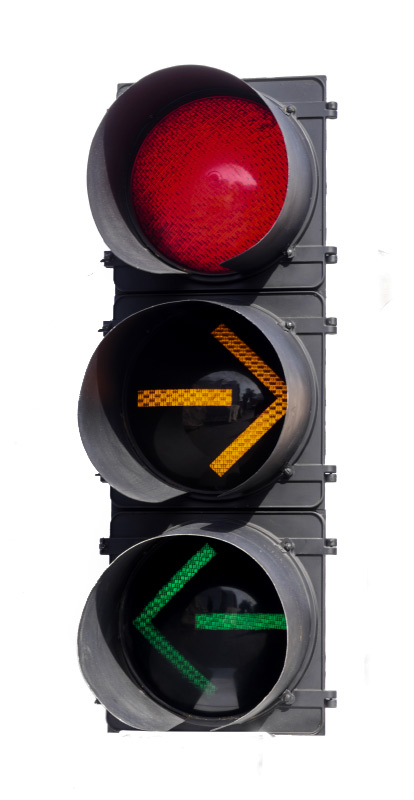 Appraisal: TRAFFIC LIGHT SIGNAL light with full red yellow arrow pointing