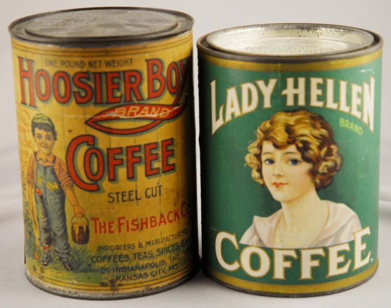 Appraisal: Lot of Coffee Tins Description Includes Hoosier Boy and Lady