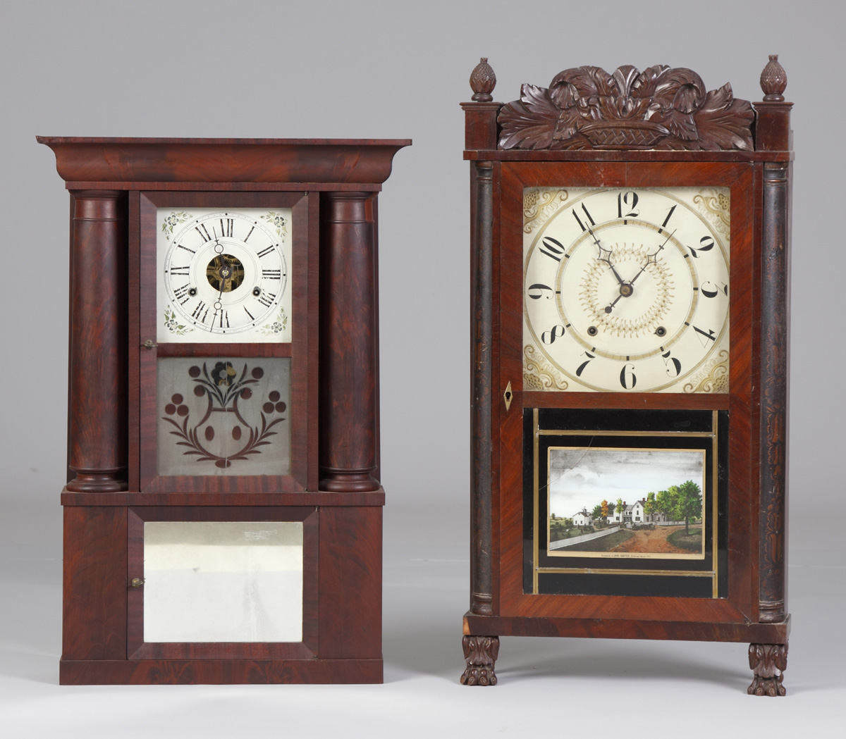 Appraisal: Clarke Gilbert Co Hollow Column Empire Shelf Clock Mahogany case