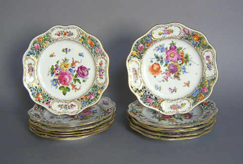 Appraisal: Set of twelve Dresden reticulated porcelain plates dia