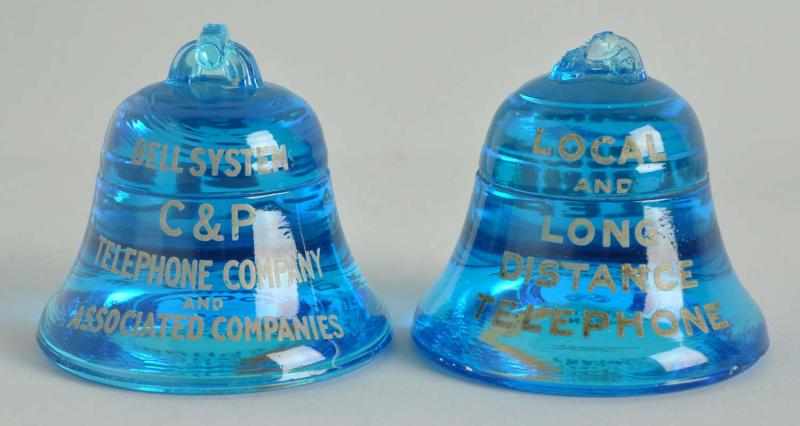 Appraisal: Lot of Blue Glass Bell Paperweights Circa One is a