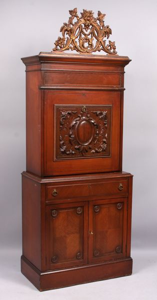 Appraisal: Late th Century continental carved mahogany desk h x w