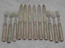 Appraisal: A set of six Russian silver fruit knives and forks