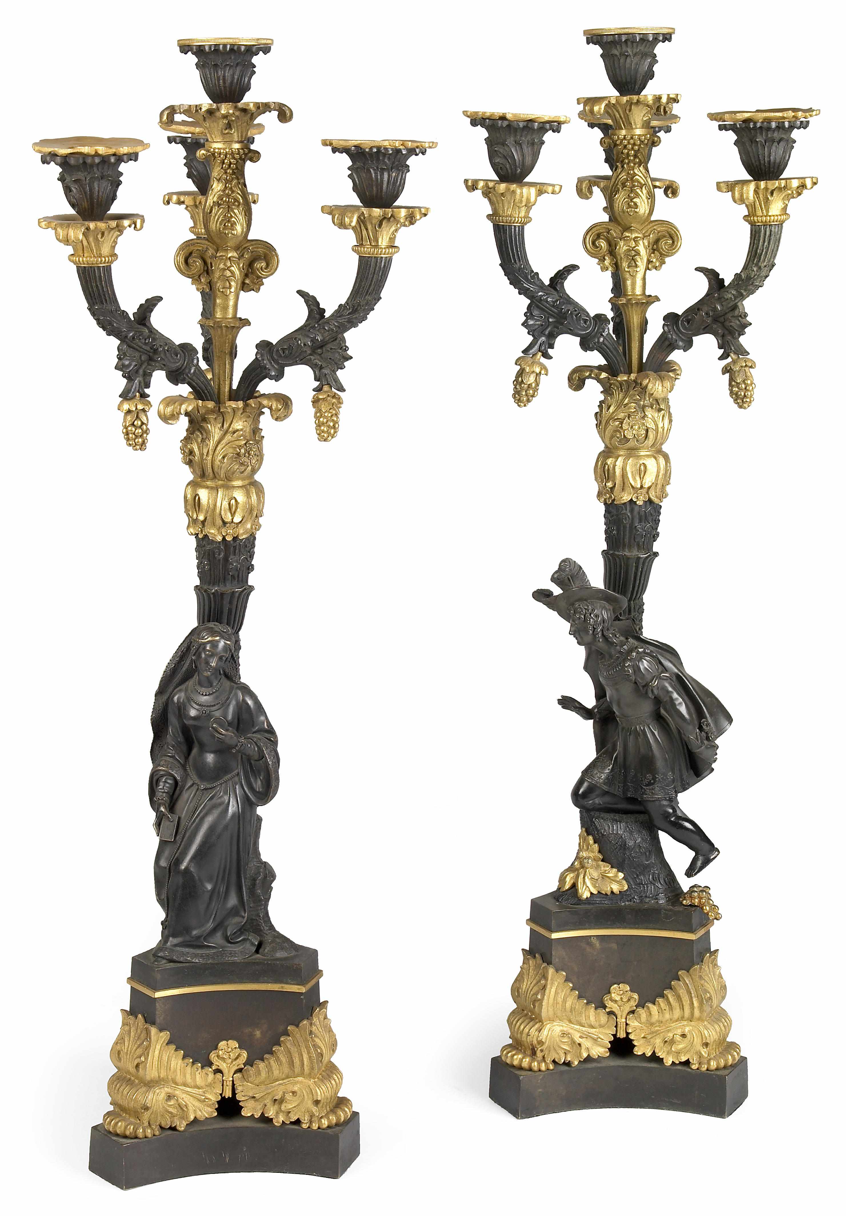 Appraisal: A pair of Napoleon III gilt and patinated bronze figural