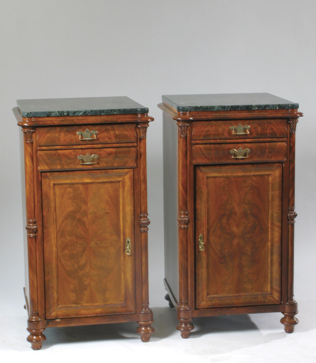 Appraisal: PAIR OF EMPIRE MAHOGANY PEDESTAL CABINET American c each having