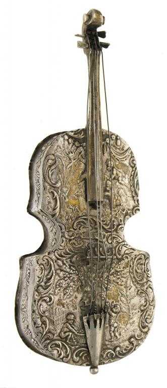 Appraisal: A SILVER BOX IN THE FORM OF A VIOLIN DUTCH