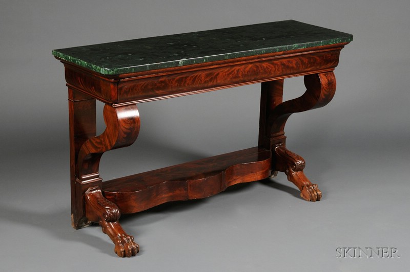 Appraisal: American Classical Mahogany and Veneer Console Table with Faux Marble