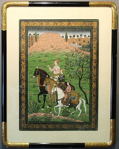 Appraisal: - Framed and matted Indian painting on silk of three