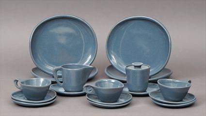 Appraisal: Assorted Glidden Pottery 'New Blue' Pattern Tableware Including plates cups