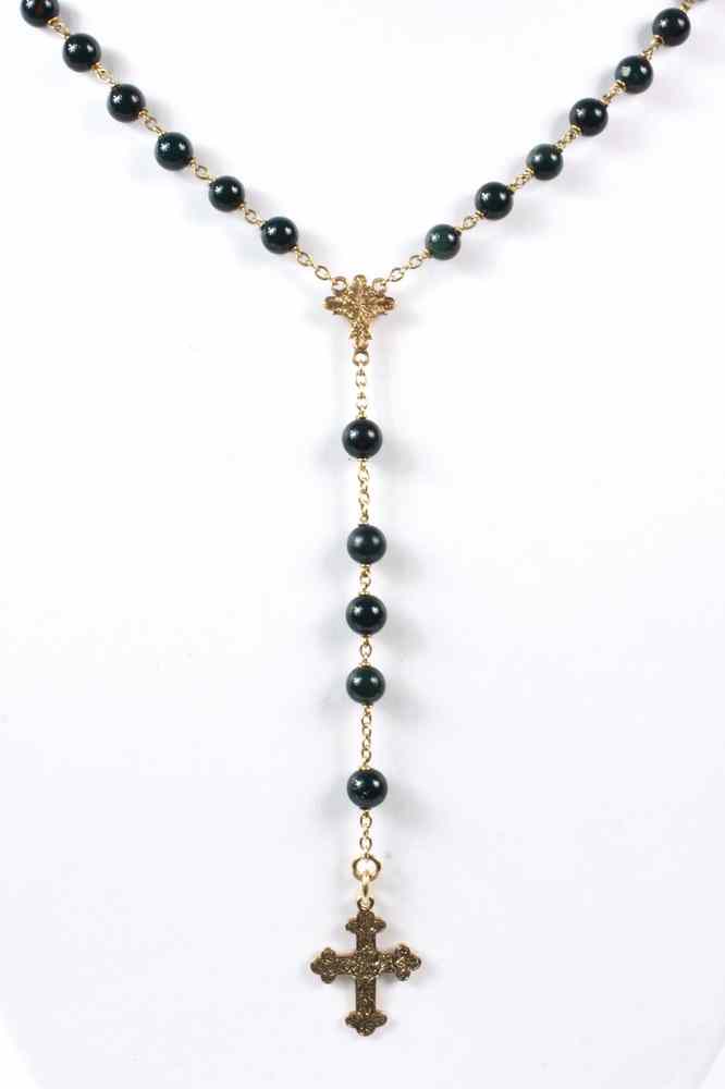 Appraisal: FINE ROSARY IN SEMI-PRECIOUS STONES - Bloodstone and K Gold