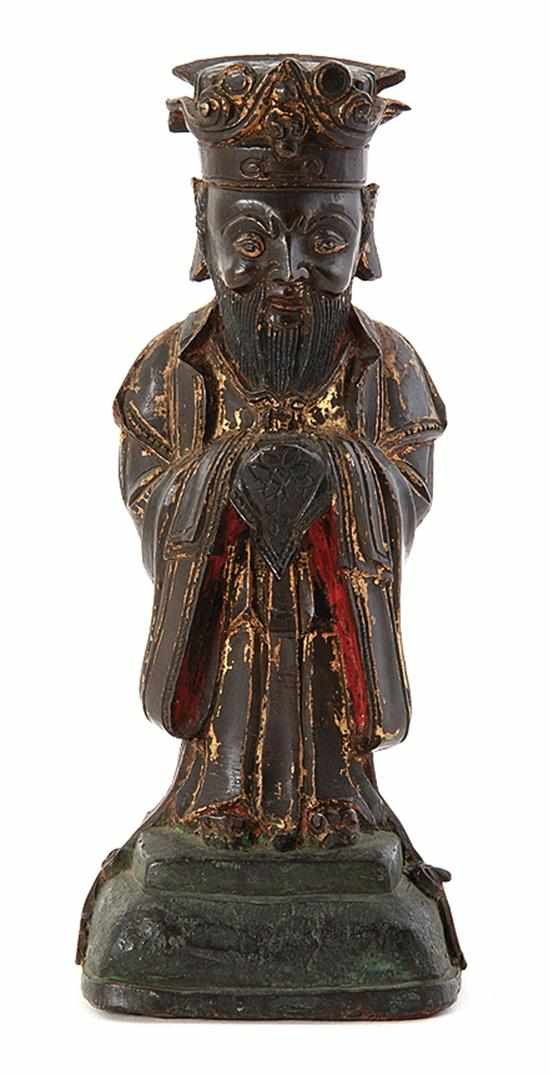 Appraisal: Chinese bronze figure of elder Qing or Ming dynasty standing