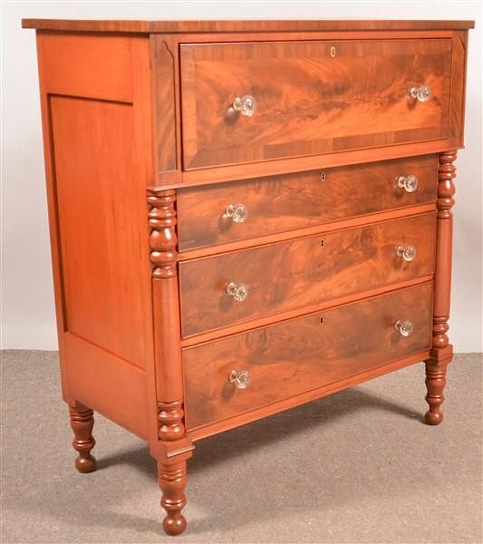 Appraisal: Empire Cherry Mahogany Chest of Drawers American Empire Cherry and