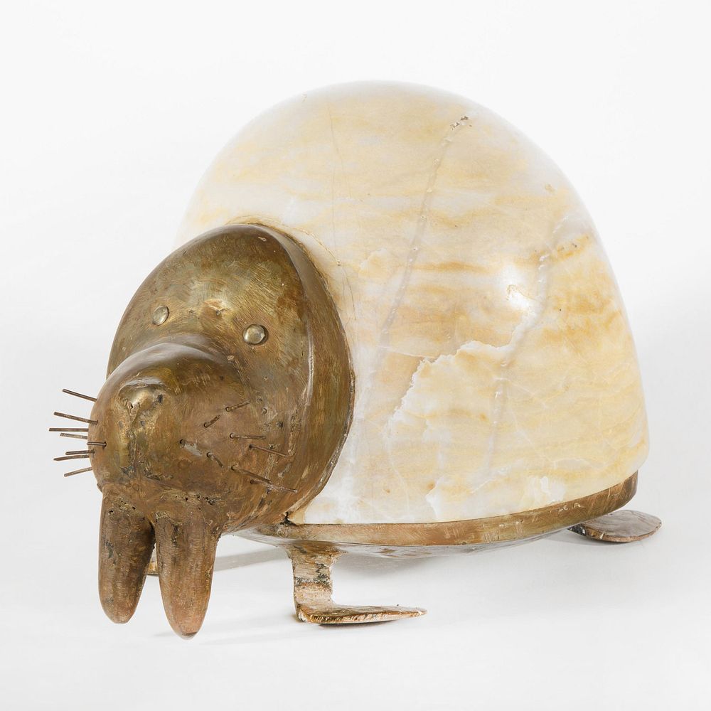 Appraisal: Bill Prokopiof Walrus Bill Prokopiof - Walrus alabaster and metal