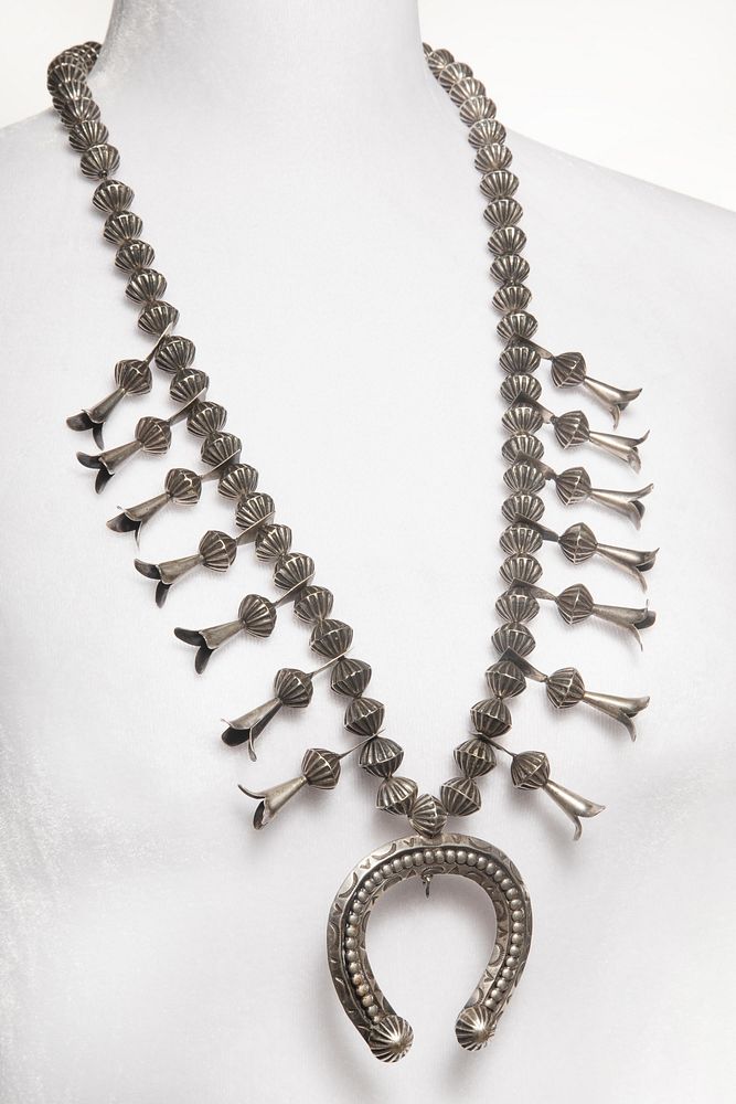 Appraisal: A Navajo Silver Squash Blossom Necklace ca Navajo A Silver