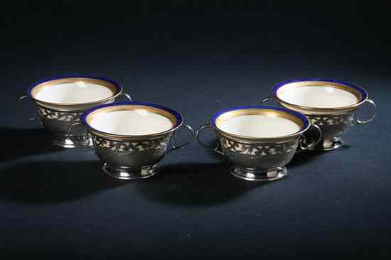 Appraisal: SET EIGHT STERLING SILVER BOUILLON CUPS early th century Reticulated