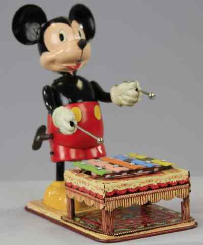 Appraisal: MICKEY MOUSE XYLOPHONE PLAYER Linemar Japan CWDP lithographed tin depicts