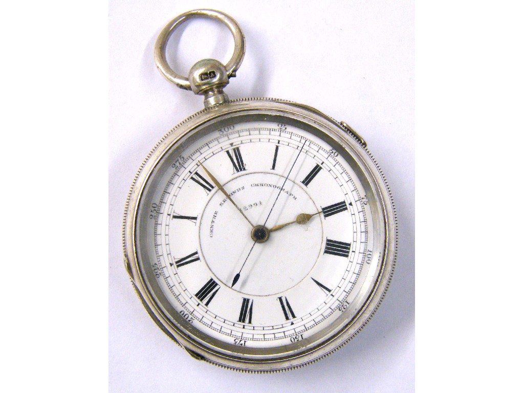 Appraisal: Silver centre seconds chronograph lever pocket watch hallmarked Chester no