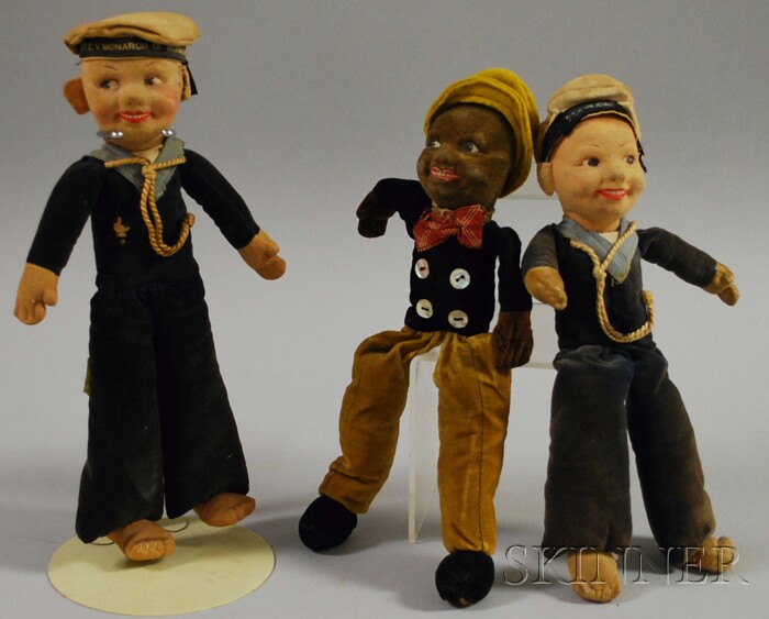 Appraisal: Three Norah Wellings Painted Cloth Dolls a Q T E