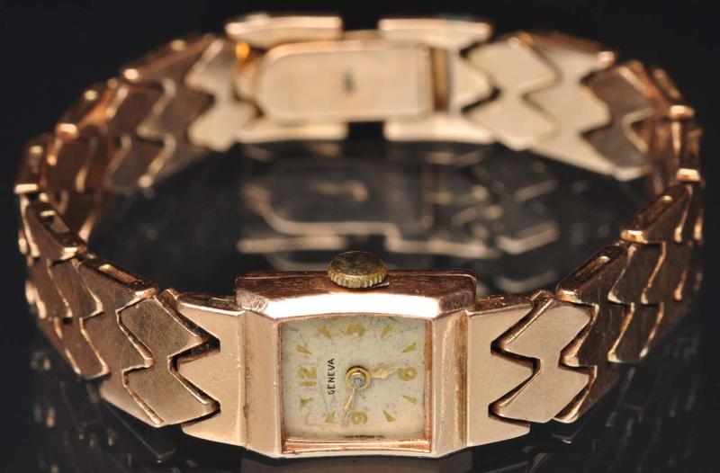 Appraisal: K Rose Gold Geneva Wrist Watch Swiss-made jewel Manual wind