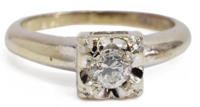 Appraisal: Estate kt white gold diamond solitaire ring approx ct color