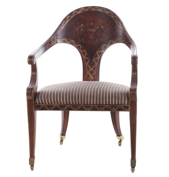 Appraisal: Regency style chinoiserie-decorated armchair Southwood Furniture Co BH SH W