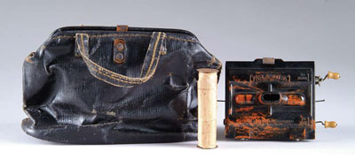 Appraisal: CHILD S DOCTOR BAG W HARMONICA Cute real leather miniature