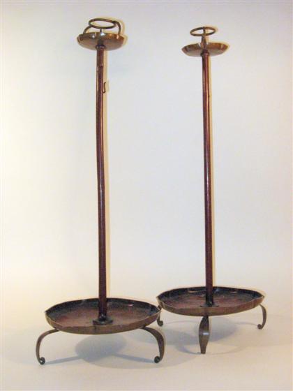 Appraisal: Pair of Japanese metal candles stands th century