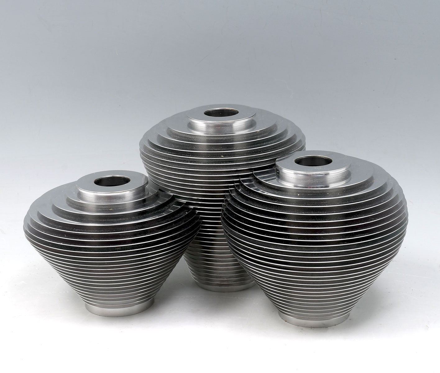 Appraisal: PC AVEDIS BAGHSARIAN ''SATURN'' ALUMINUM VASES - Anodized Aluminum nesting