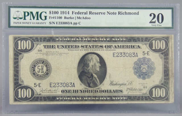 Appraisal: Series Fed Reserve NoteFR Blue Seal Certified and graded VF