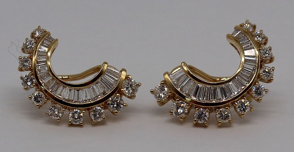 Appraisal: JEWELRY kt Gold and Diamond Earrings kt yellow gold half