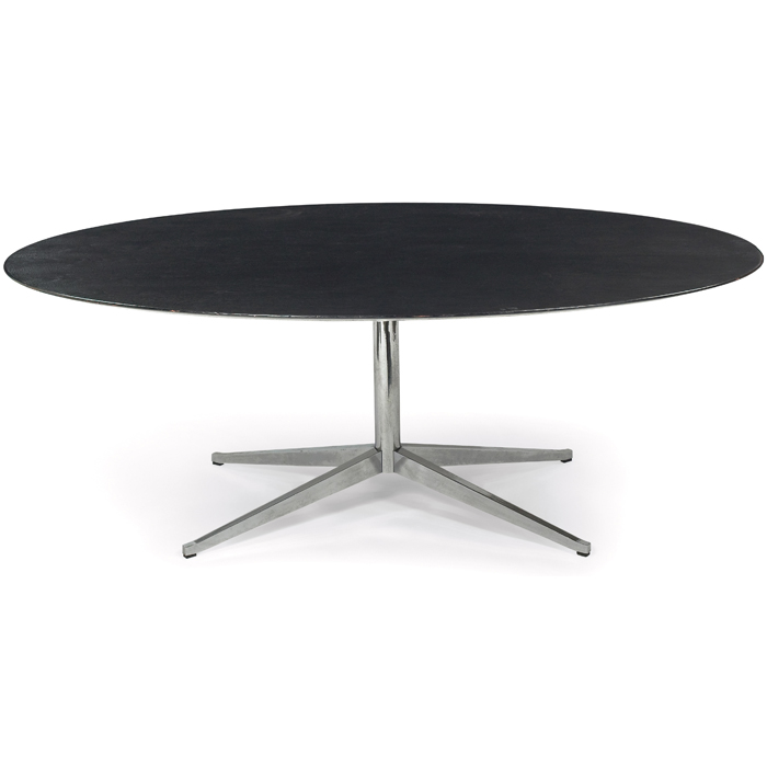 Appraisal: Florence Knoll conference dining table by Knoll elliptical wood top