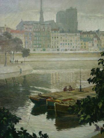 Appraisal: TELLANDER Frederic O C Paris Quay in Mist Signed and