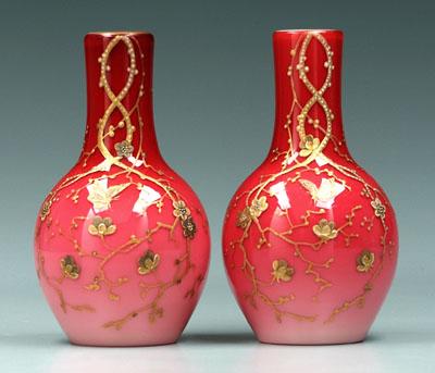 Appraisal: Pair Webb peachblow vases extensive gilt decoration in the Japanese